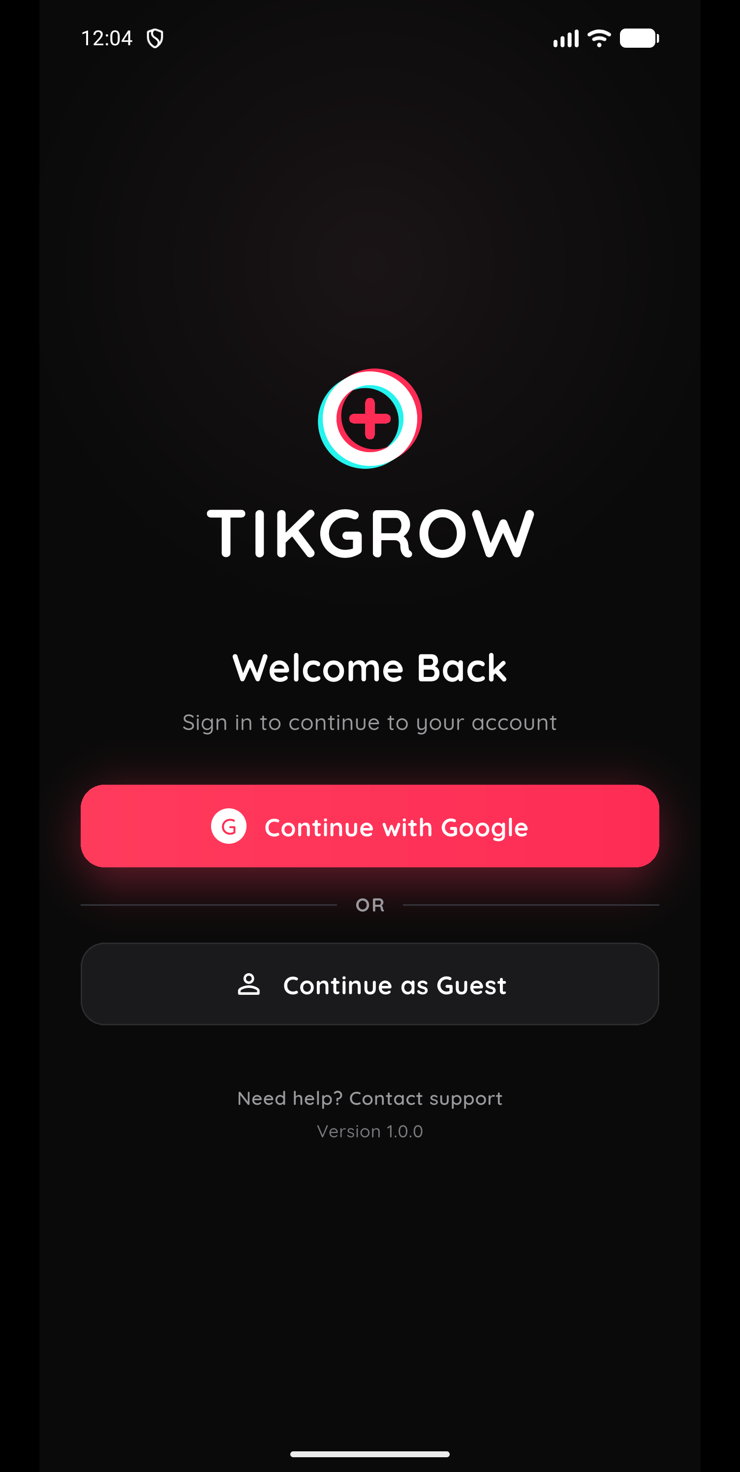 TikGrow screen 1