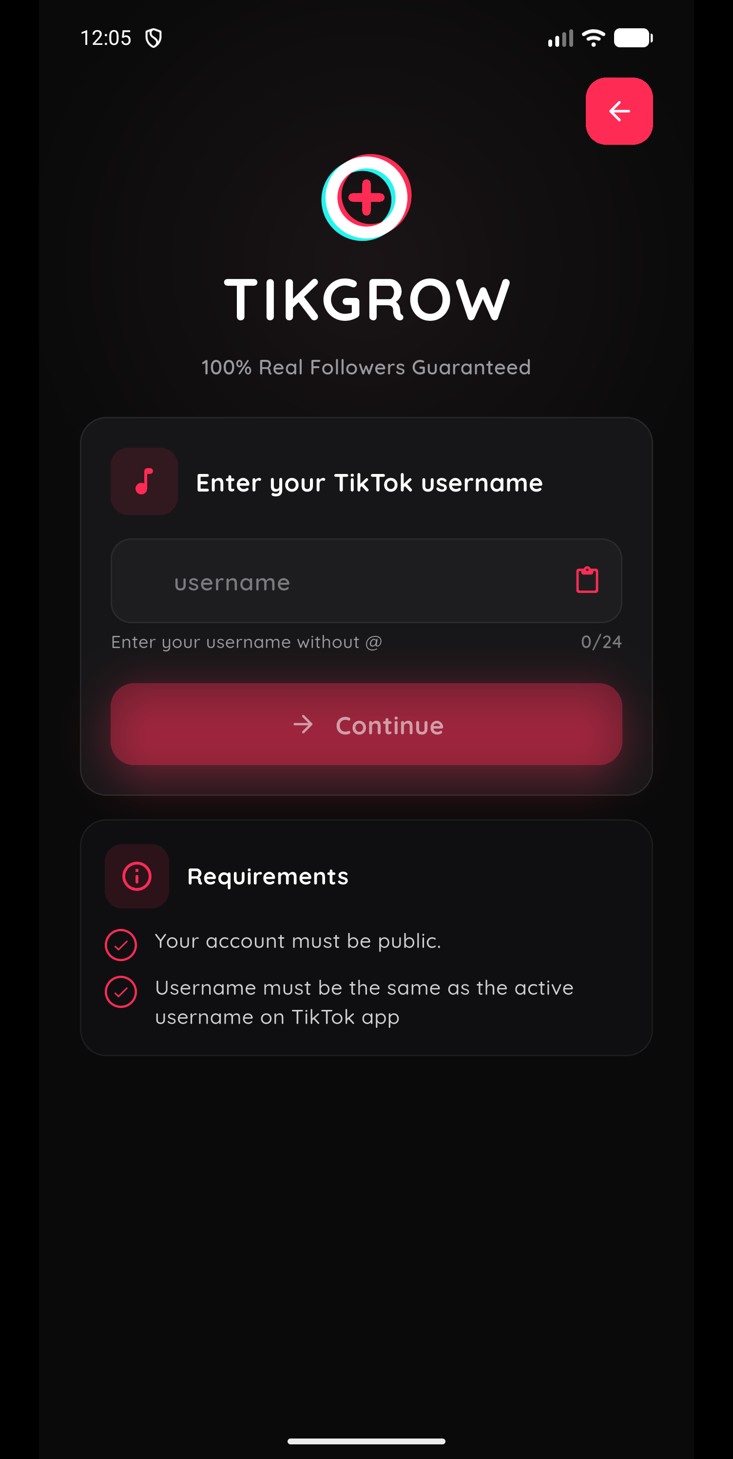 TikGrow screen 2